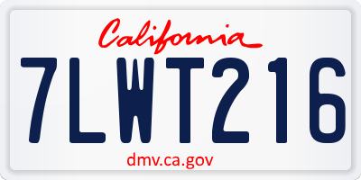 CA license plate 7LWT216