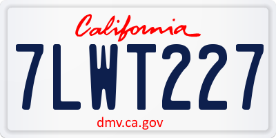 CA license plate 7LWT227