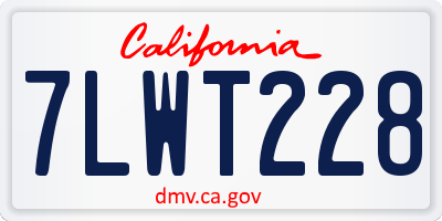 CA license plate 7LWT228