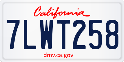 CA license plate 7LWT258
