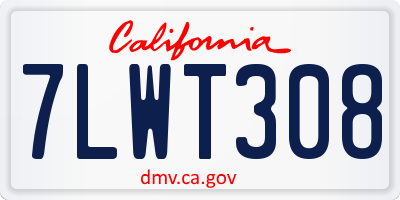 CA license plate 7LWT308