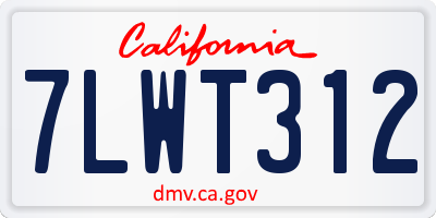 CA license plate 7LWT312