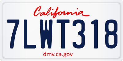 CA license plate 7LWT318