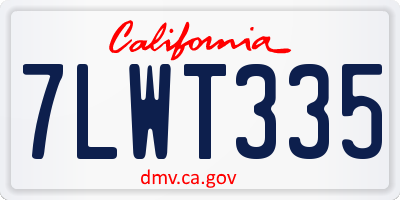 CA license plate 7LWT335