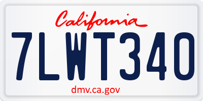 CA license plate 7LWT340