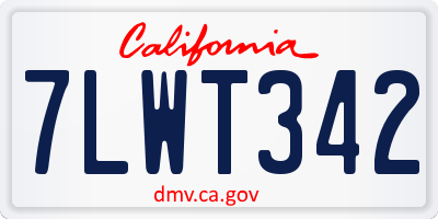 CA license plate 7LWT342