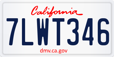 CA license plate 7LWT346