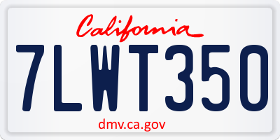 CA license plate 7LWT350
