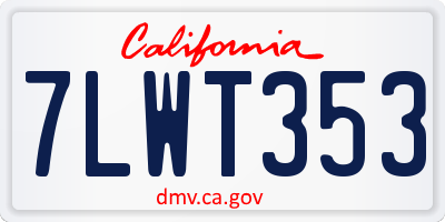 CA license plate 7LWT353