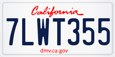 CA license plate 7LWT355