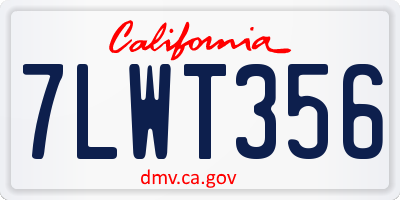CA license plate 7LWT356