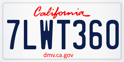 CA license plate 7LWT360