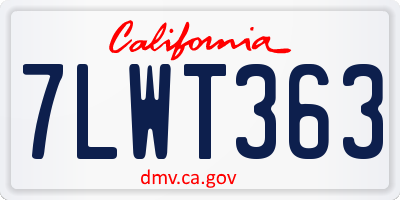 CA license plate 7LWT363
