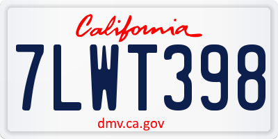 CA license plate 7LWT398