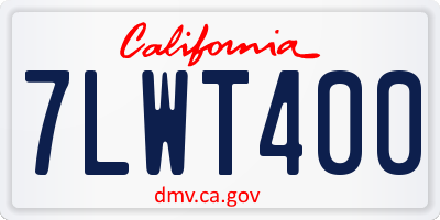 CA license plate 7LWT400