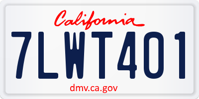 CA license plate 7LWT401