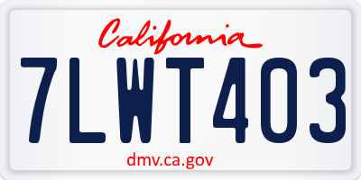 CA license plate 7LWT403