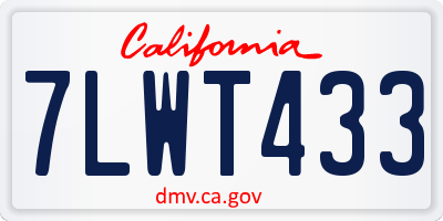 CA license plate 7LWT433