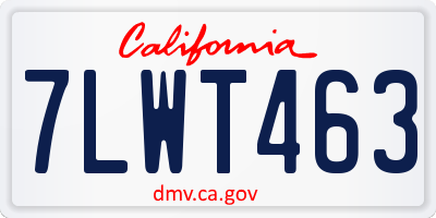 CA license plate 7LWT463