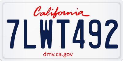 CA license plate 7LWT492