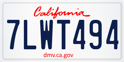 CA license plate 7LWT494