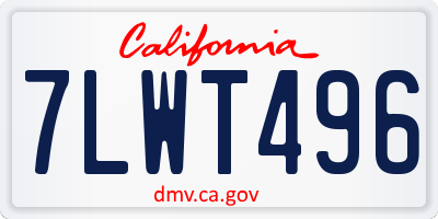 CA license plate 7LWT496