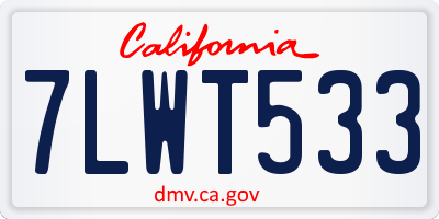 CA license plate 7LWT533
