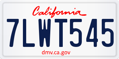 CA license plate 7LWT545