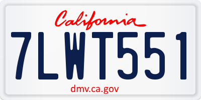 CA license plate 7LWT551