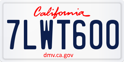 CA license plate 7LWT600