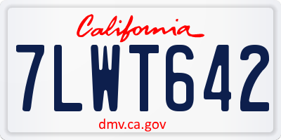 CA license plate 7LWT642