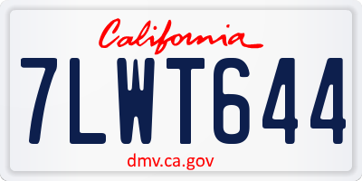 CA license plate 7LWT644