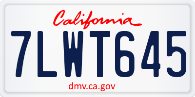 CA license plate 7LWT645
