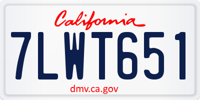 CA license plate 7LWT651