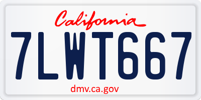 CA license plate 7LWT667