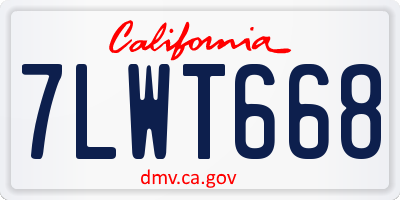 CA license plate 7LWT668