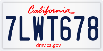 CA license plate 7LWT678