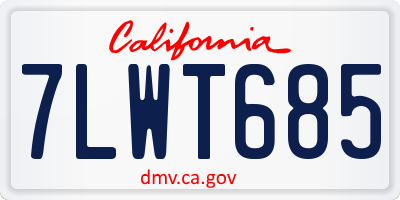 CA license plate 7LWT685