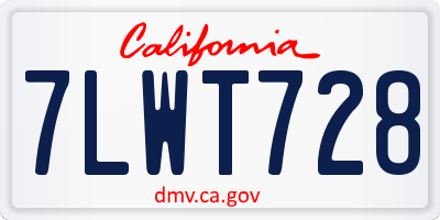 CA license plate 7LWT728