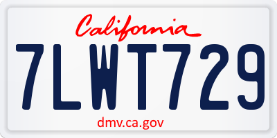 CA license plate 7LWT729