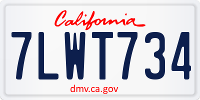 CA license plate 7LWT734