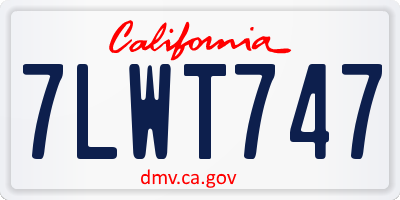 CA license plate 7LWT747