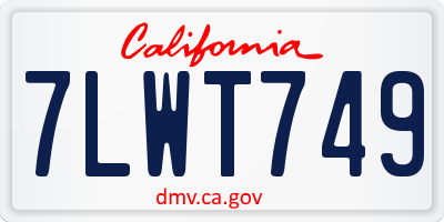 CA license plate 7LWT749