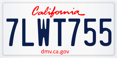 CA license plate 7LWT755