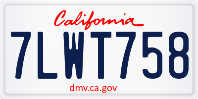 CA license plate 7LWT758