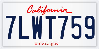 CA license plate 7LWT759
