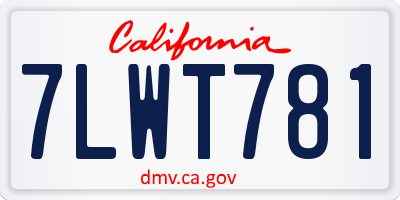 CA license plate 7LWT781