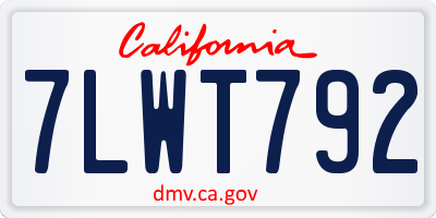 CA license plate 7LWT792