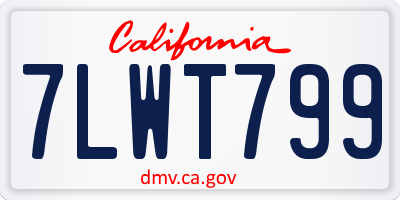 CA license plate 7LWT799