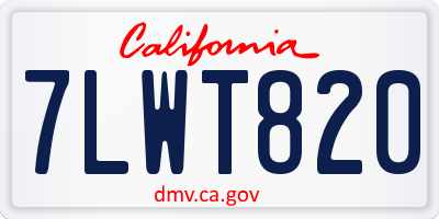 CA license plate 7LWT820